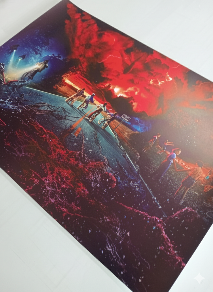 ¡DESPIDE HAWKINS COMO SE DEBE! 🚲🔦 Se acerca el gran final de #StrangerThings este 31 de diciembre. Llévate este póster épico con calidad de otra dimensión: