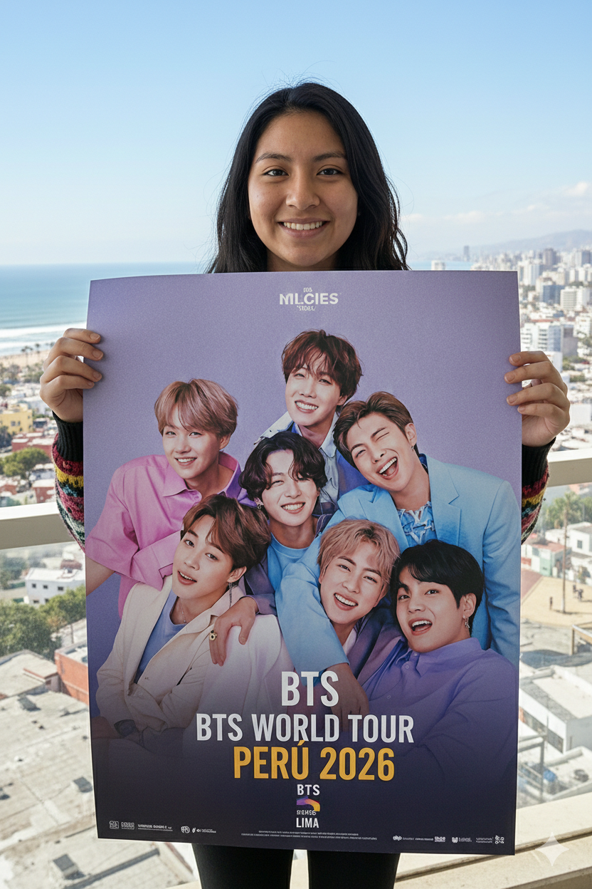 ¡ARMY, EL SUEÑO SE HACE REALIDAD! 🇵🇪✨ Prepárate para el BTS World Tour Perú 2026 con un póster que esté a la altura de tu pasión. 💜